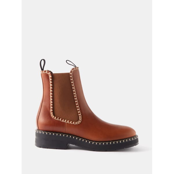 CHLOÉ Noua blanket-stitched leather ankle boots - January Sale