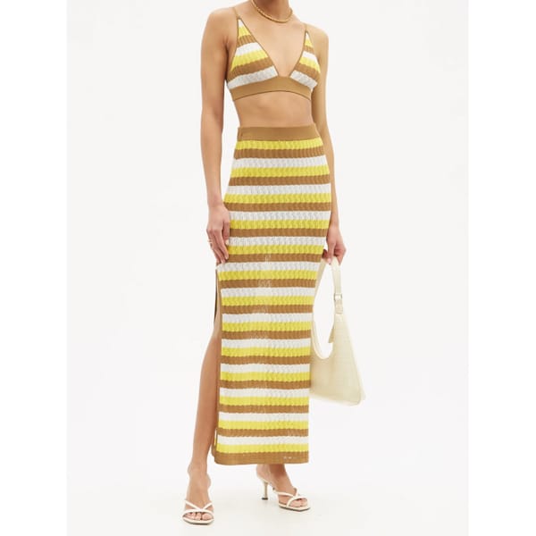 DODO BAR OR Sia striped pointelle-knit midi skirt - Resort Wear