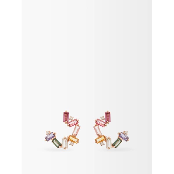 SUZANNE KALAN Rainbow diamond, topaz _ 14kt rose-gold earrings - rose jewellery