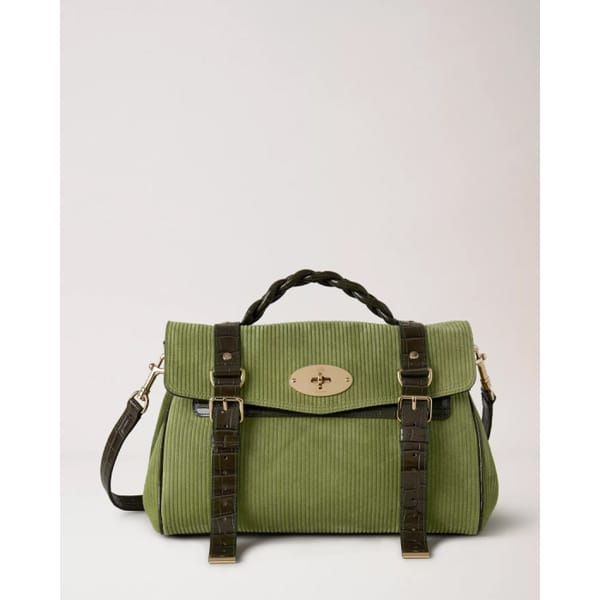 MULBERRY THE ALEXA Summer Khaki Suede Corduroy