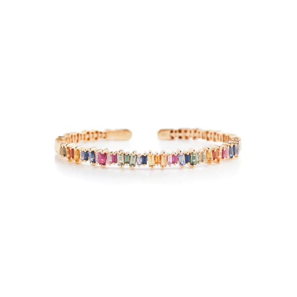 SUZANNE KALAN Rainbow Fireworks 18kt gold cuff bracelet with sapphires - rainbow jewellery