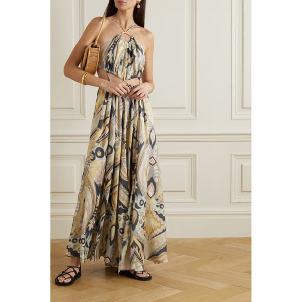 Aphrodite cutout embellished printed crepe gown - Resort Wear