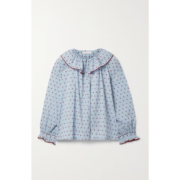 DÔEN Jemma Swiss-dot organic cotton-voile blouse - January Sale