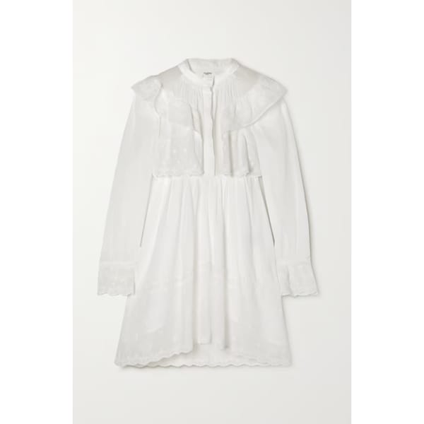 ISABEL MARANT ÉTOILE Limpeza ruffled embroidered cotton-voile mini dress - January Sale