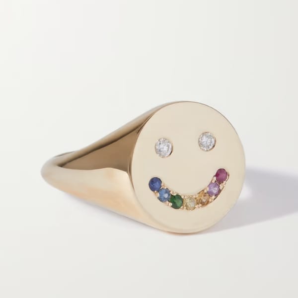 ROXANNE FIRST Rainbow Smiley 14-karat gold, sapphire and diamond ring - rainbow jewellery