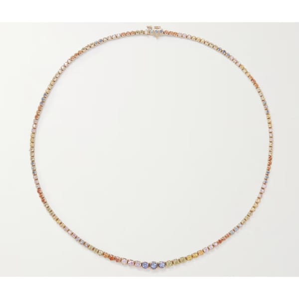 STONE AND STRAND Rainbow Bright 10-karat gold multi-stone necklace - rainbow jewellery