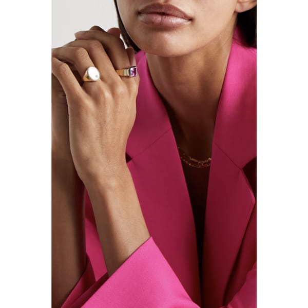 netaporter - YVONNE LÉON 9-karat yellow and white gold corundum ring