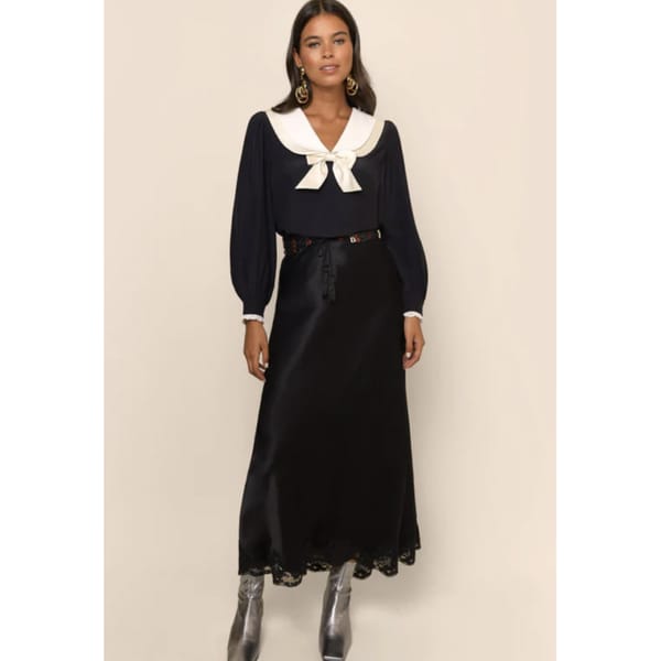 RIXO Eimer bow-detailed silk-satin blouse