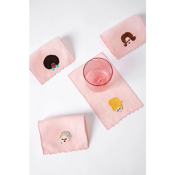 SET OF 4 BIG HAIR COCKTAIL NAPKINS