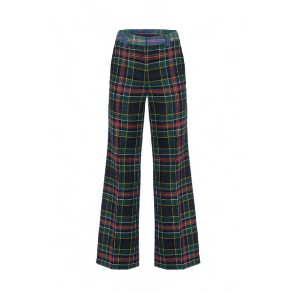 SHRIMPS Rudy Trousers - Navy Tartan - corduroy