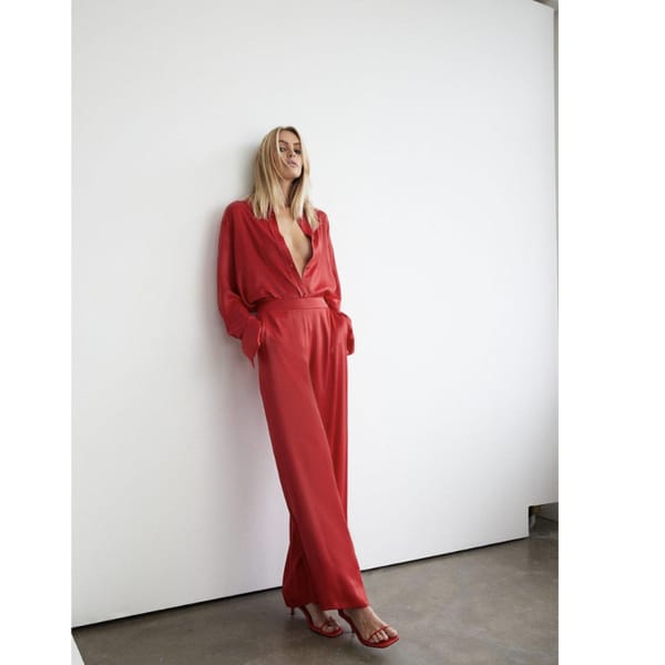 warehouse satin shirt and trousers