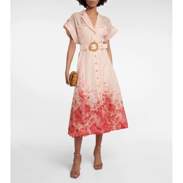 ZIMMERMANN High Tide floral silk and linen midi dress - Resort Wear