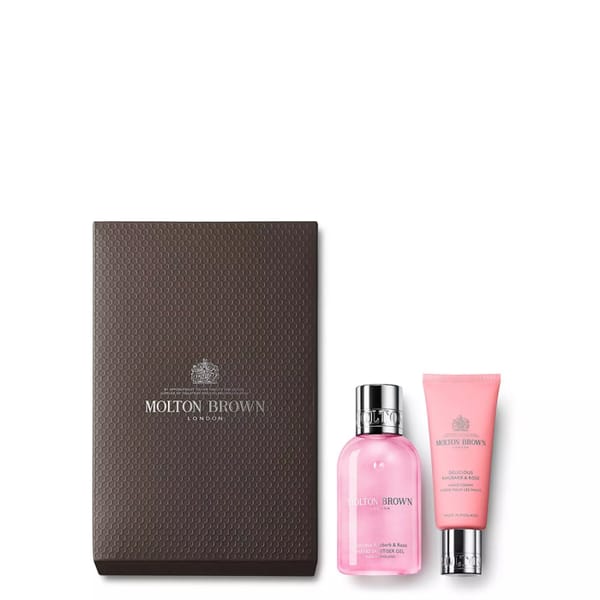 Delicious Rhubarb _ Rose On-the-go Hand Sanitiser Gel and Cream Gift Set