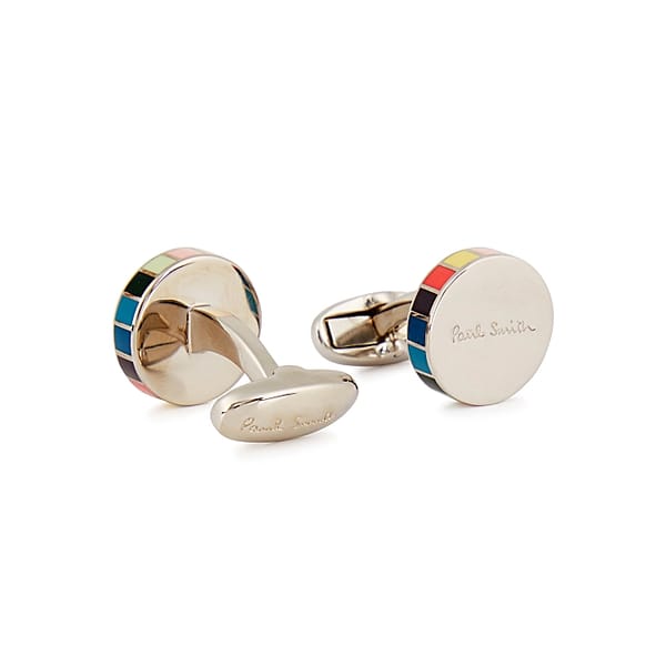 Striped Silver-Tone Cufflinks