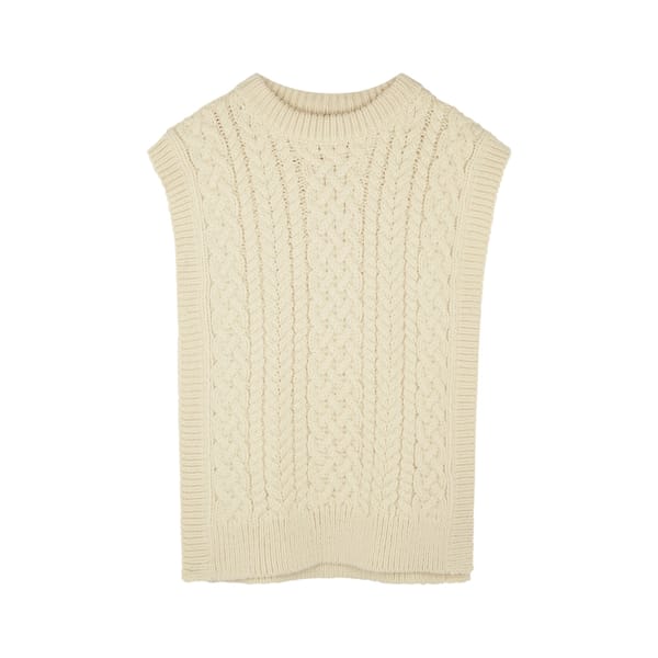MR MITTENS Cream cable-knit wool vest