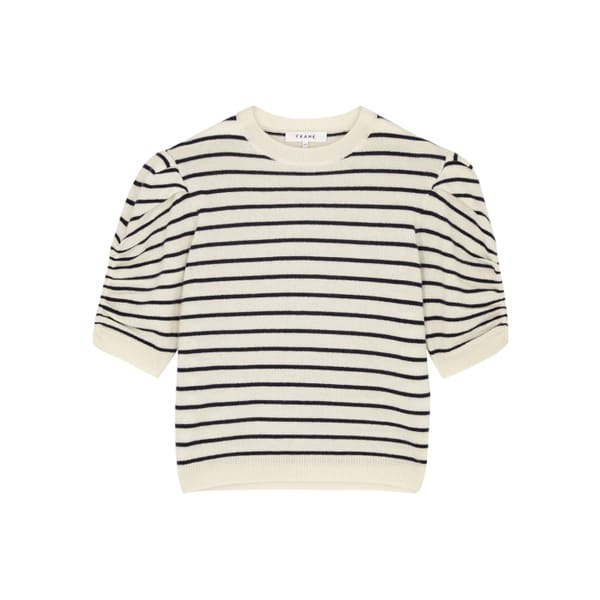 harvey nichols FRAME Striped ruched cashmere jumper