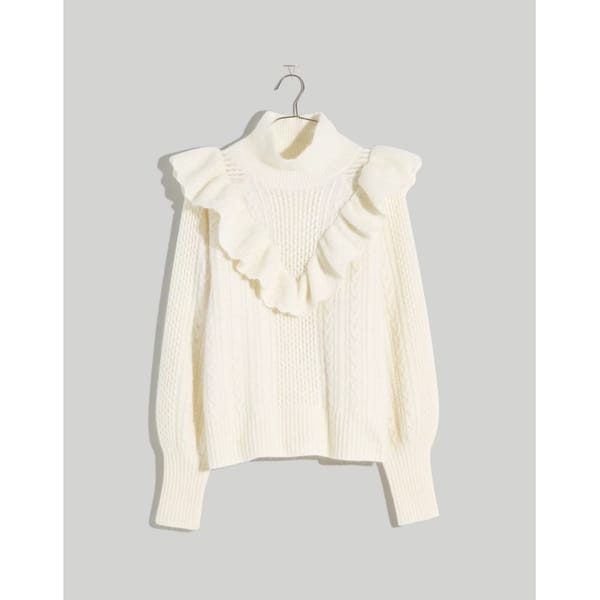 madewell Cable Winslow Mockneck Pullover Sweater
