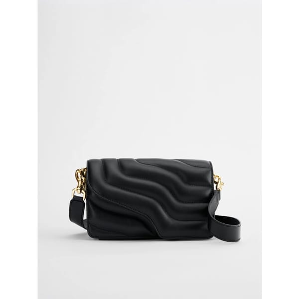 METAL FREE LEATHER ASSISI BLACK QUILTED NAPPA SHOULDER BAG REGULAR PRICE£610