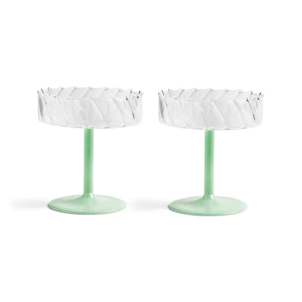 my uncles house _K AMSTERDAM CHAMPAGNE COUPE TWIRL MINT (SET OF 2)- coloured glassware