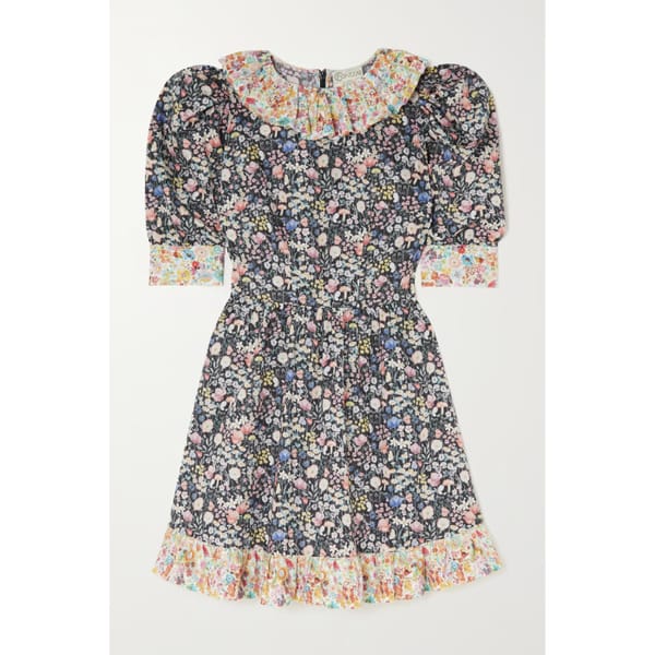 O PIONEERS Claudette ruffled floral-print cotton mini dress