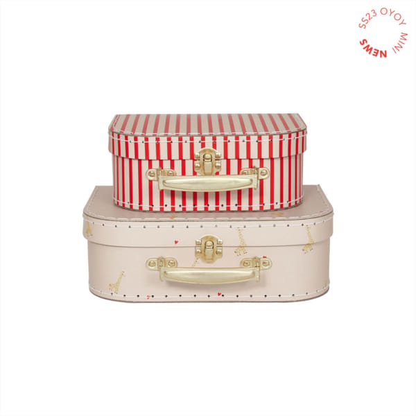 oyoy living MINI SUITCASE GIRAFFE _ STRIPE - SET OF 2