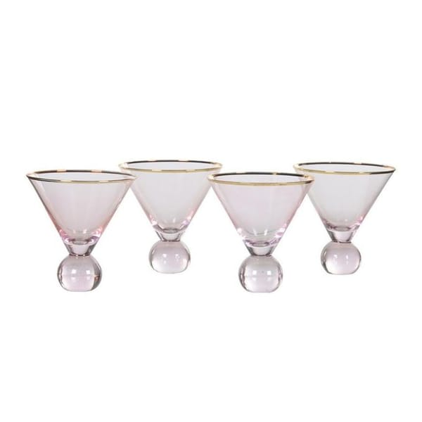trouva Set of 4 Pink Gold Martini Glasses - coloured glassware