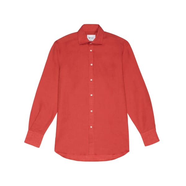 with nothing underneath THE BOYFRIEND- LINEN, CARDINAL RED