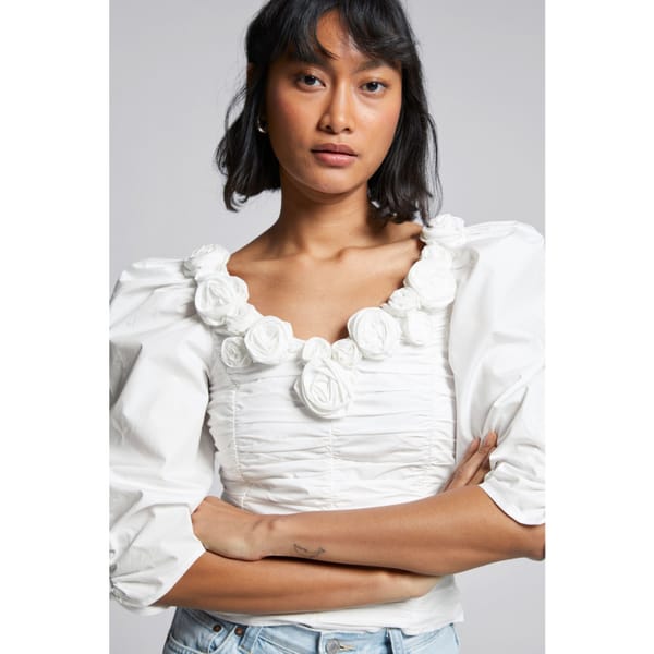 Other Stories Rose Adorned Balloon Sleeve Blouse