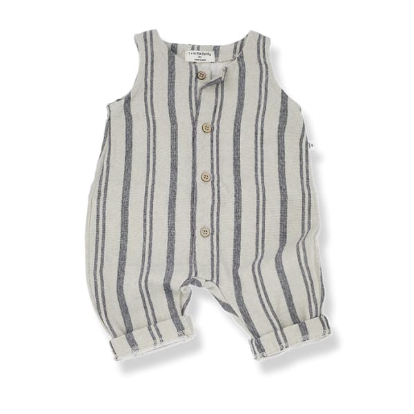 ando Ciro Striped Cotton Blend Overalls (Navy Blue)