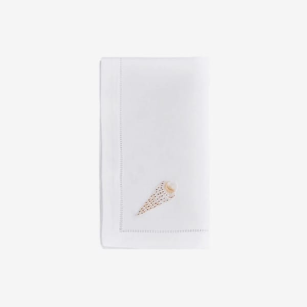 bonadea SIBONA Cone Shell Dinner Napkin - embroidered napkins