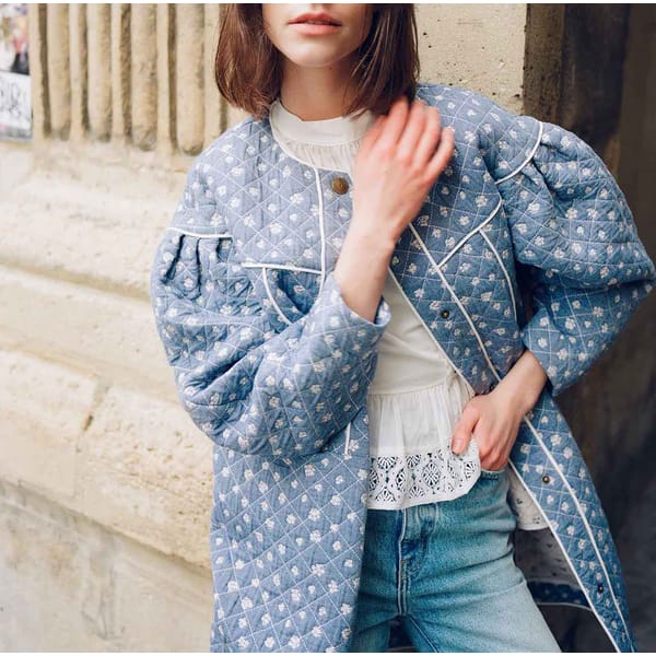 quilted blue coat