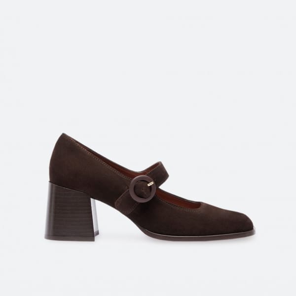 Chocolate Suede Leather Mary Janes
