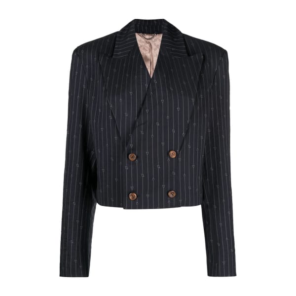 Charles Jeffrey Loverboy Gender Pinstripe-print cropped blazer