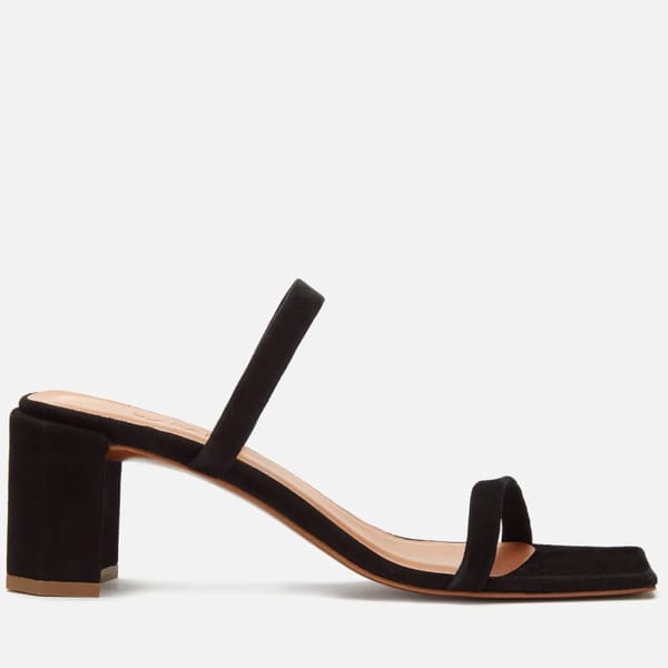 coggles by far BY FAR Womens Tanya Suede Block Heeled Sandals