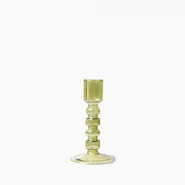 cult furniture - HKliving Glass Candle Holder, Olive Green