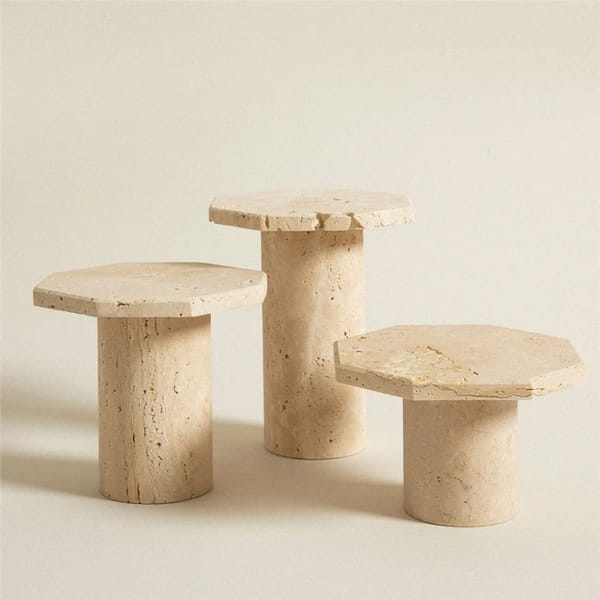 etsy travertine set of 3 tables - traverline coffee table