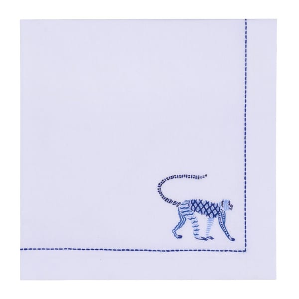 fortnum and mason Nina Campbell Safari Monkey Napkin - embroidered napkins