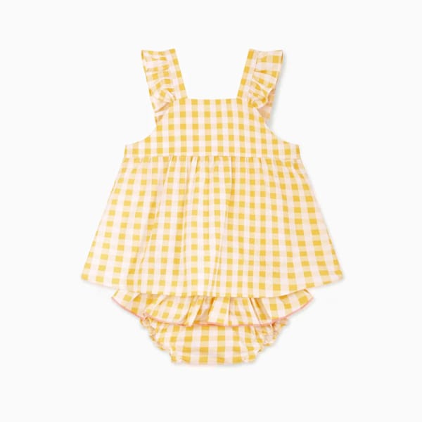 la coqueta Yellow Gingham Elicia Baby Summer Set