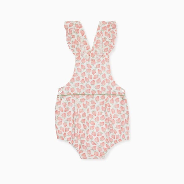 lacoqeta Red Strawberry Rontina Baby Romper Dungarees