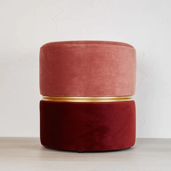 Candy Rose Pink Plush Velvet Bubbly Stool