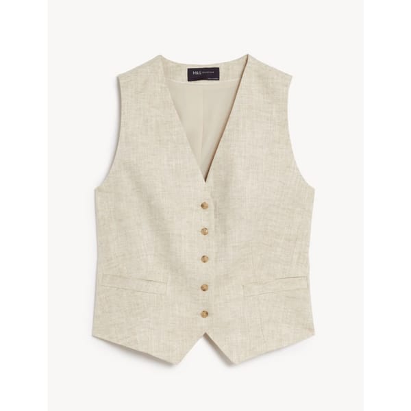 M_S COLLECTION Linen Blend Tailored Waistcoat