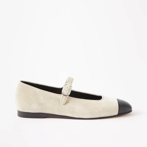 Velvet and Leather Mary Jane Flats