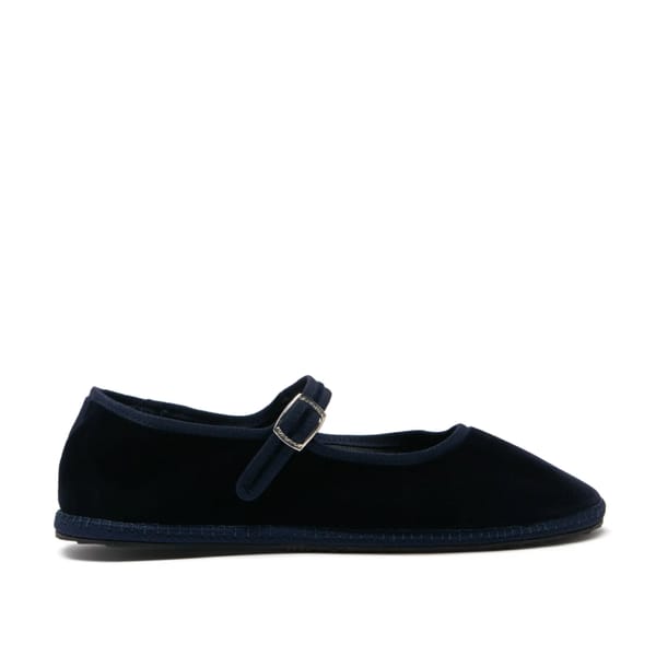 Blanket Stitched Velvet Mary Jane Flats