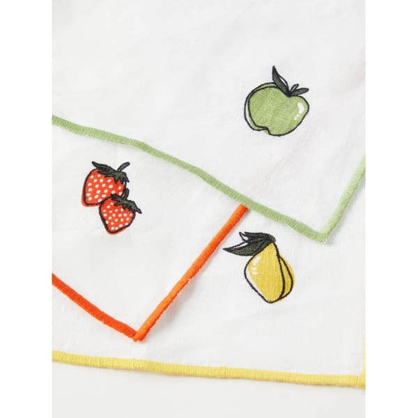 matchesfashion THE CONRAN SHOP Set of six Verdura fruit-embroidered linen napkins - embroidered napkins