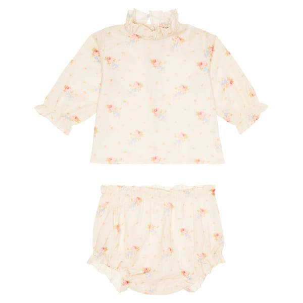 mytheresa CARAMEL Baby Broccoli cotton dress and bloomers set