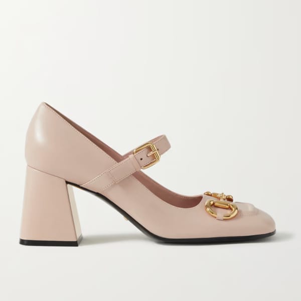 Baby Horsebit Detailed Leather Slingback Pumps