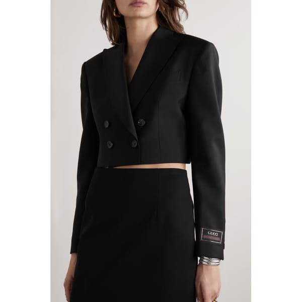 NETAPORTER GUCCI Cropped double-breasted mohair and wool-blend blazer