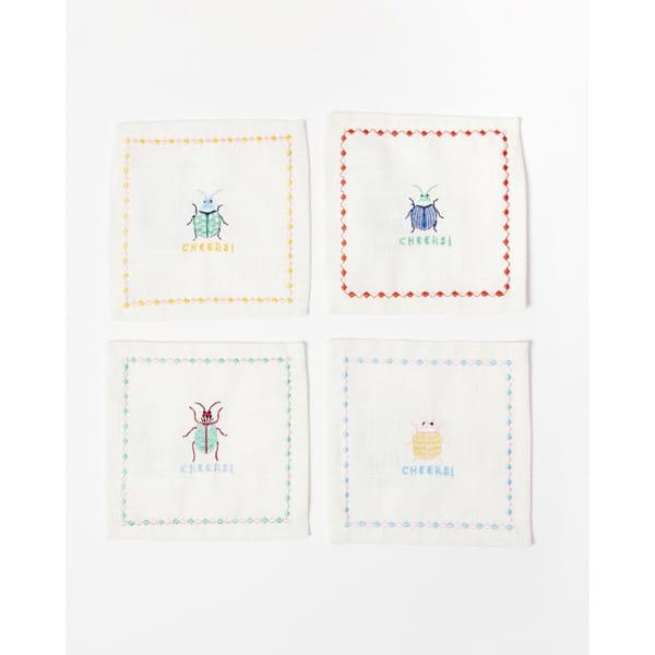 oliver bonas Bug Cocktail Embroidered Napkins - embroidered napkins