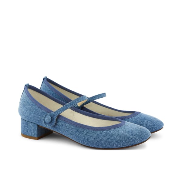 Denim Rose Mary Janes