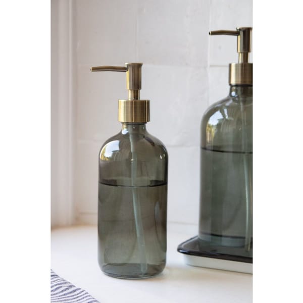 ROCKETT ST GEORGE Smoked Glass Soap Dispenser Bottle